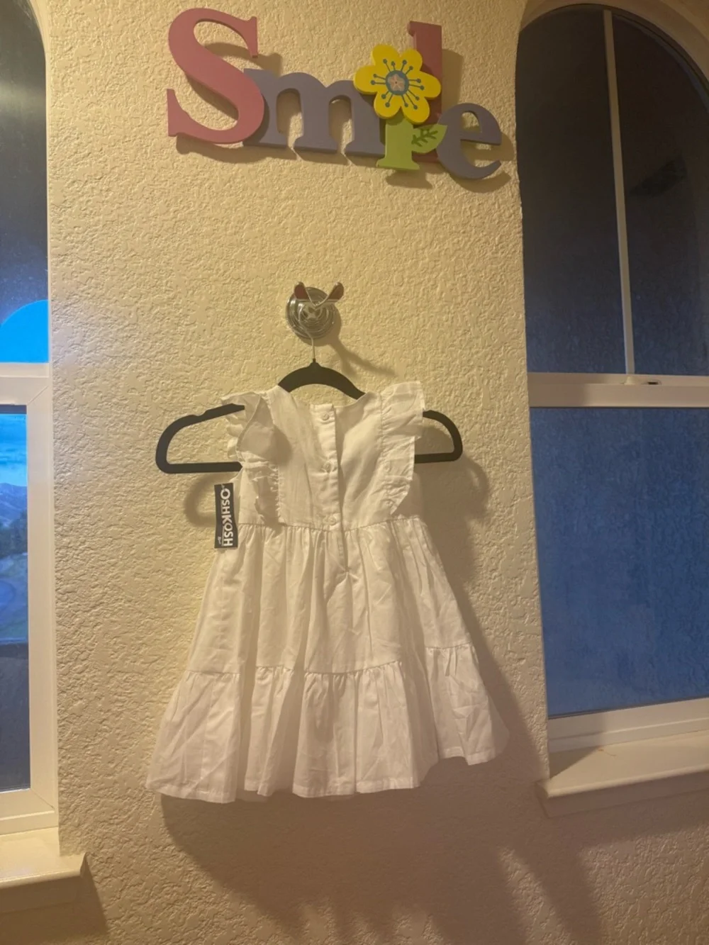 OshKosh B'gosh White Lace Dress 💯% Cotton Ruffle Size 2T Toddler,Party or Spring